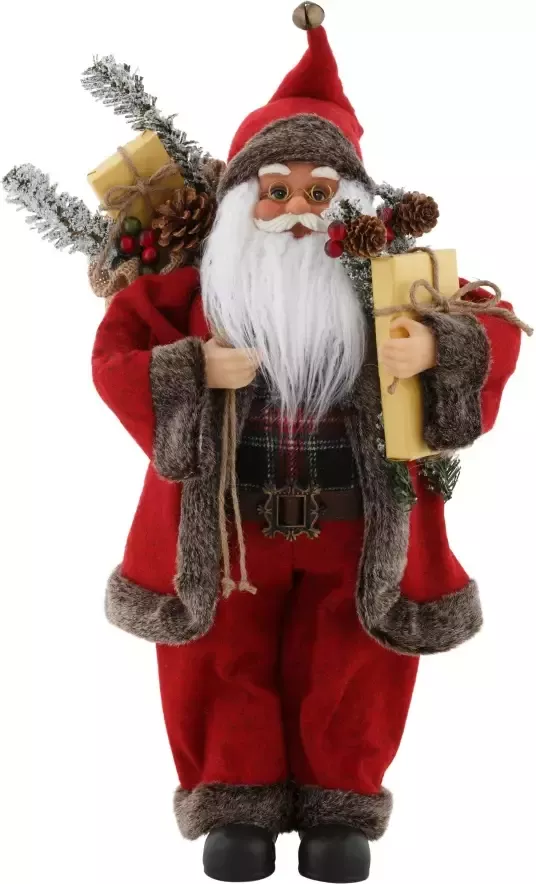 My home Kerstman Kerstversiering rood klassiek traditioneel met zak en geschenken hoogte ca. 45 5 cm - Foto 1