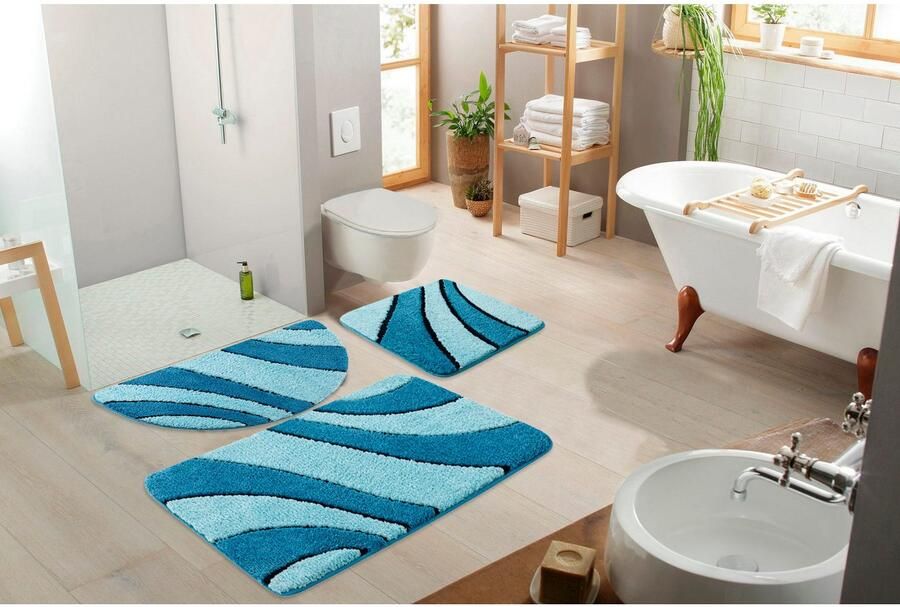 My home Badmat Anna badmat badkamer tapijt Badkleed hoog-laag effect modern zacht golven (1 stuk) - Foto 7