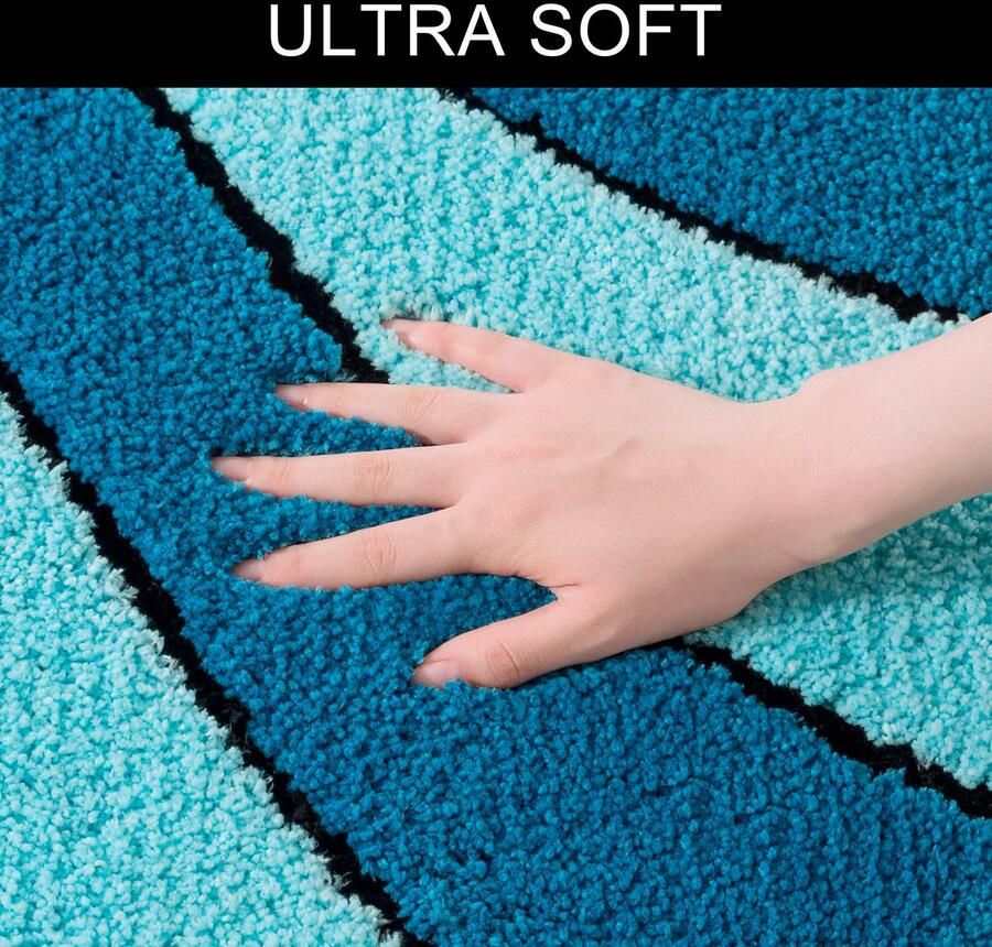 My home Badmat Anna badmat badkamer tapijt Badkleed hoog-laag effect modern zacht golven (1 stuk) - Foto 4