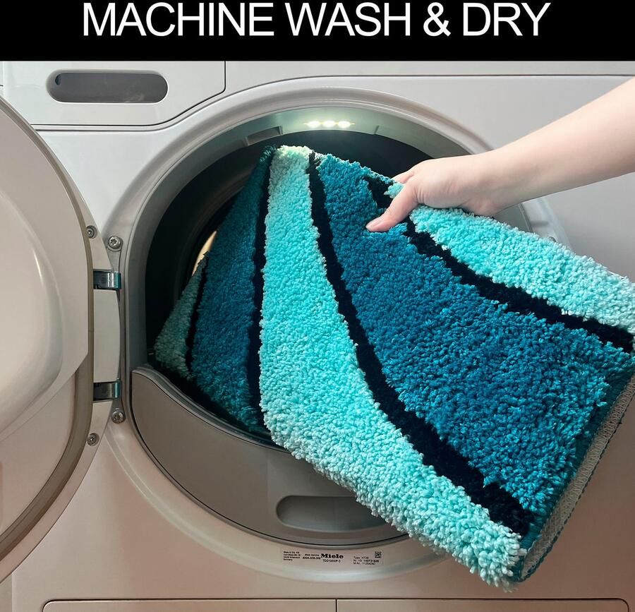 My home Badmat Anna badmat badkamer tapijt Badkleed hoog-laag effect modern zacht golven (1 stuk) - Foto 3