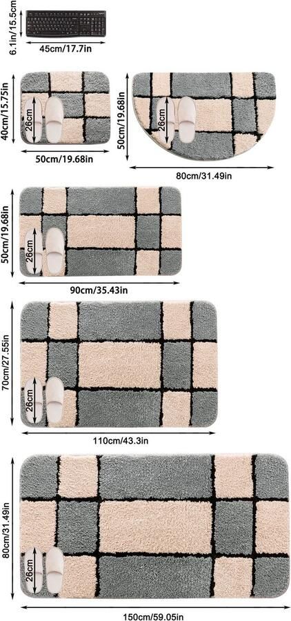 My home Badmat Melli Badkleed met patroon geruite badmat (1 stuk) - Foto 13