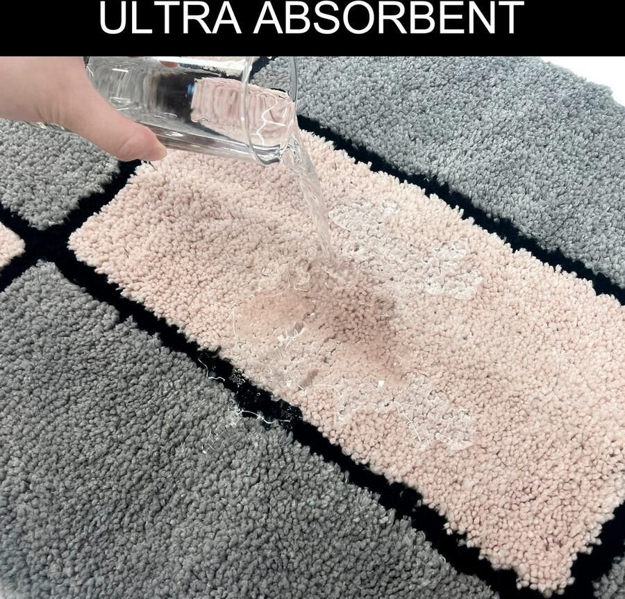 My home Badmat Melli Badkleed met patroon geruite badmat (1 stuk) - Foto 4