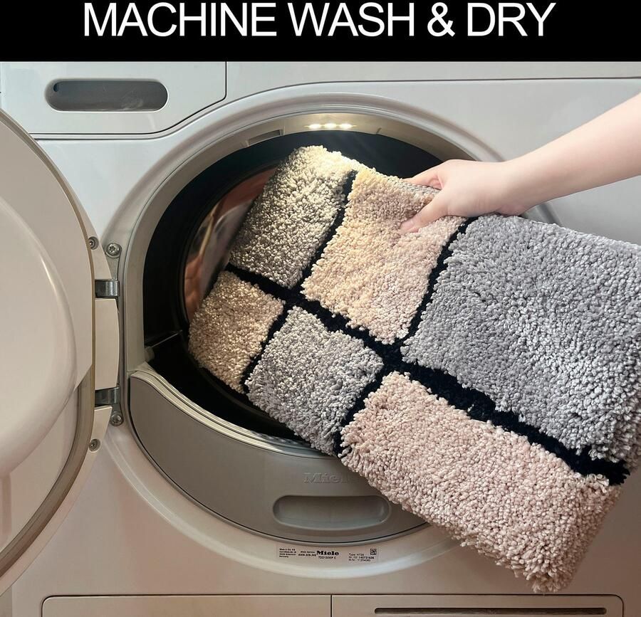 My home Badmat Melli Badkleed met patroon geruite badmat (1 stuk) - Foto 3