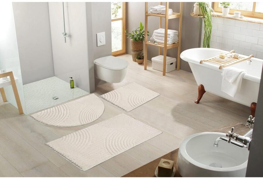 My home Badmat Ognon Scandi Boho modern patroon Badkleed uni-kleuren hoog-laag effect (1 stuk) - Foto 15