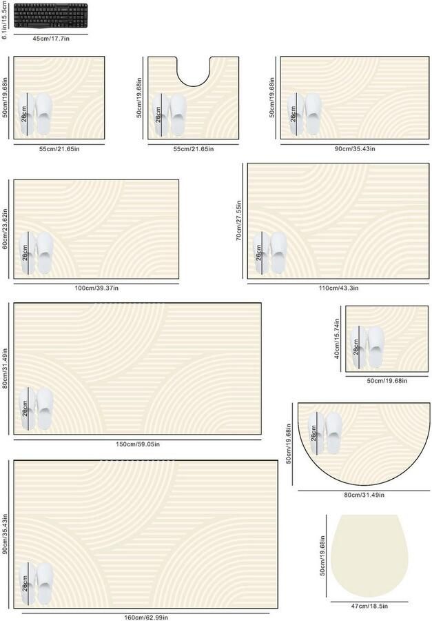 My home Badmat Ognon Scandi Boho modern patroon Badkleed uni-kleuren hoog-laag effect (1 stuk) - Foto 9