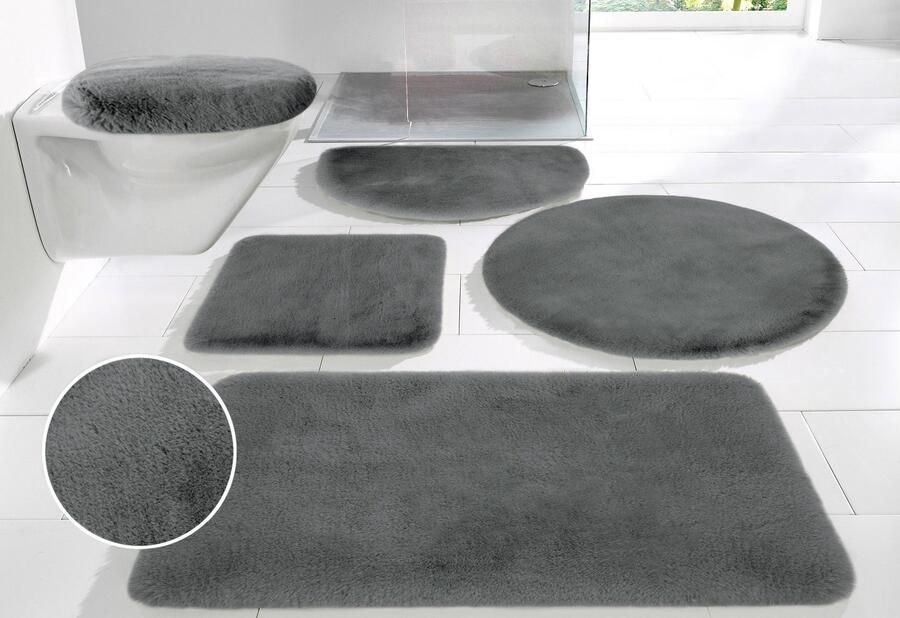 My home Badmat Rabbit badmatten badmat badkamer tapijt Konijnenbont-gevoel badmat rechthoekig rond & als 3-delige set
