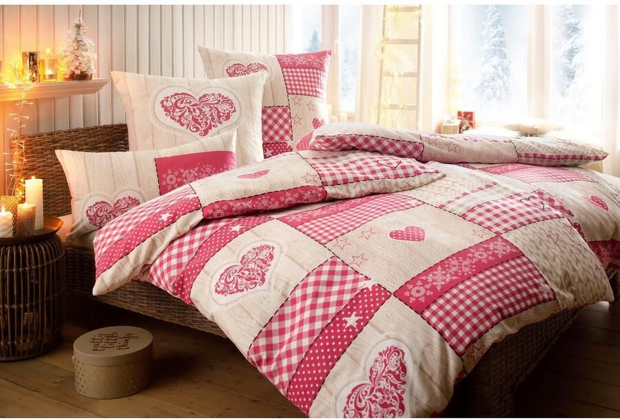 My home Beddengoed Janina in mt. 135x200 of 155x220 cm 100% katoen veel winterdesigns: patchwork sneeuwpop uil beer - Foto 4