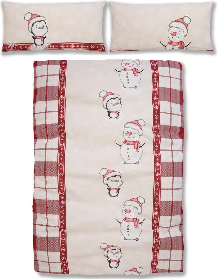 My home Beddengoed Janina in mt. 135x200 of 155x220 cm 100% katoen veel winterdesigns: patchwork sneeuwpop uil beer - Foto 7