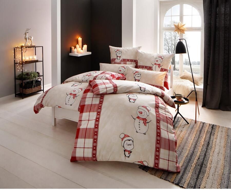 My home Beddengoed Janina in mt. 135x200 of 155x220 cm 100% katoen veel winterdesigns: patchwork sneeuwpop uil beer - Foto 6