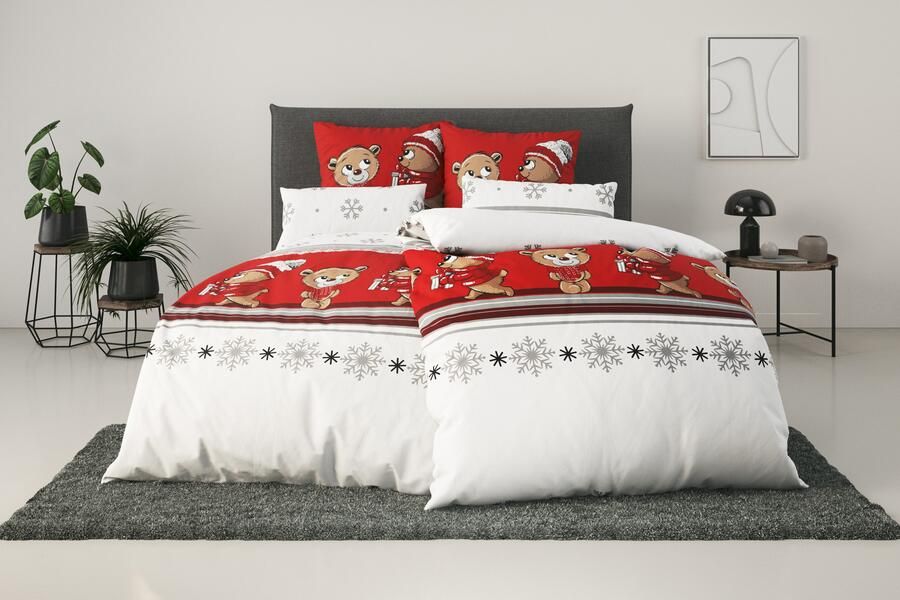 My home Beddengoed Janina in mt. 135x200 of 155x220 cm 100% katoen veel winterdesigns: patchwork sneeuwpop uil beer - Foto 7