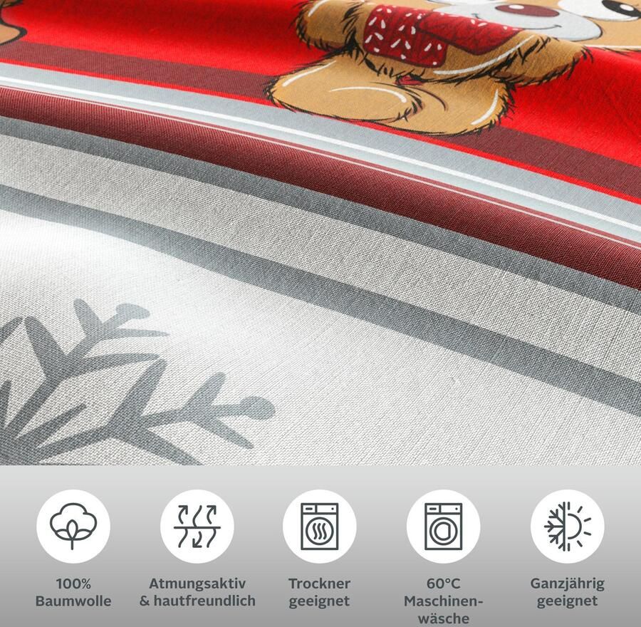 My home Beddengoed Janina in mt. 135x200 of 155x220 cm 100% katoen veel winterdesigns: patchwork sneeuwpop uil beer - Foto 2