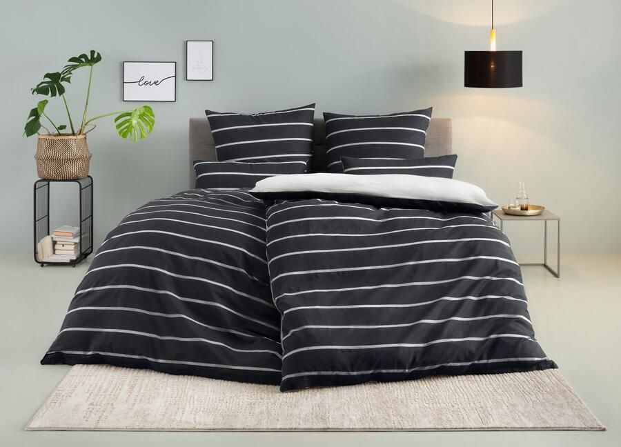 My home Beddengoed Katja Dekbedovertrek van katoen dekbedovertrek met streepdesign reversible-look (2-delig) - Foto 4