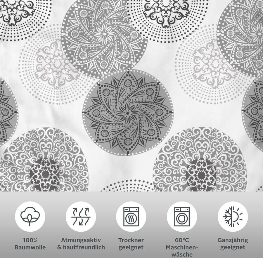 My home Beddengoed Tesso in mt. 135x200 155x220 of 200x200 cm Katoen dekbedovertrek met ornamenten en in verschillende kwaliteiten - Foto 3