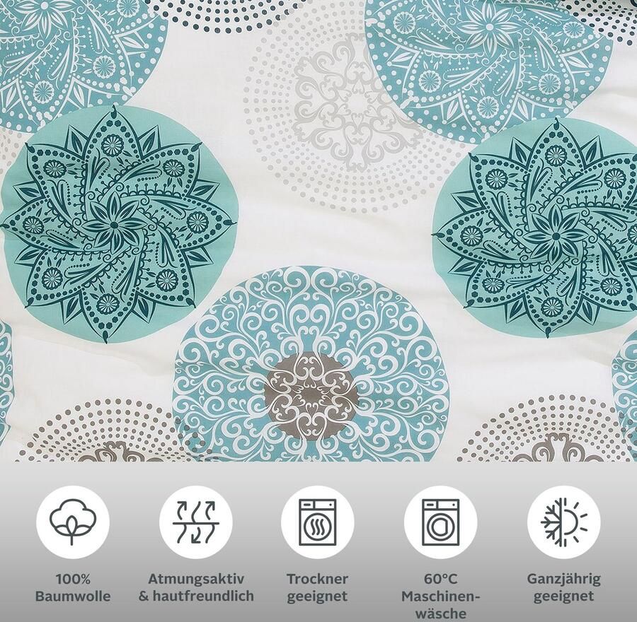 My home Beddengoed Tesso in mt. 135x200 155x220 of 200x200 cm Katoen dekbedovertrek met ornamenten en in verschillende kwaliteiten - Foto 3