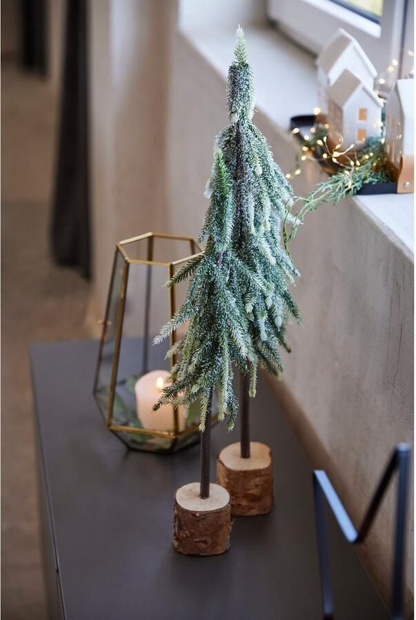 My home Deco-boom Janosch kerstversiering Stam van de spar met besneeuwde twijgen op houten sokkel (1 stuk) - Foto 2