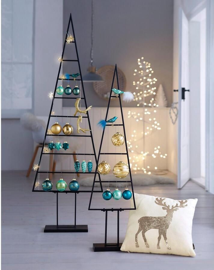 My home Deco-boom Maischa kerstdecoratie van metaal Kerstboom voor individuele decoratie (set 2 stuks) - Foto 2