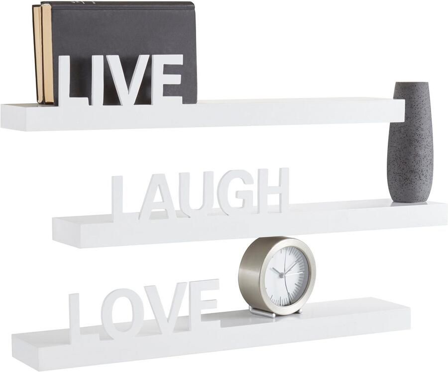 My home Decoratief wandrek Live Love Laugh Decoratief rek wanddecoratie met een opschrift (set 3-delig) - Foto 2