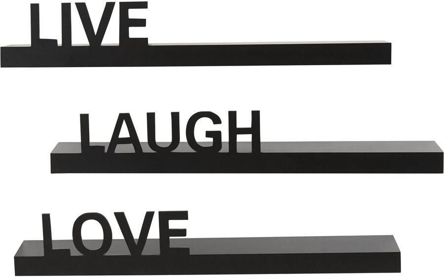 My home Decoratief wandrek Live Love Laugh Decoratief rek wanddecoratie met een opschrift (set 3-delig) - Foto 6