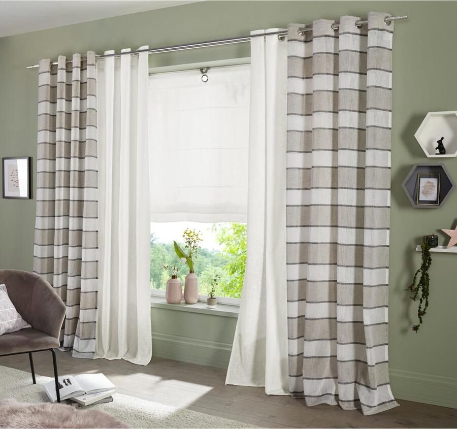 My home Gordijn Fiete Linnen look monochroom basic onderhoudsvriendelijk verschillende maten (1 stuk)