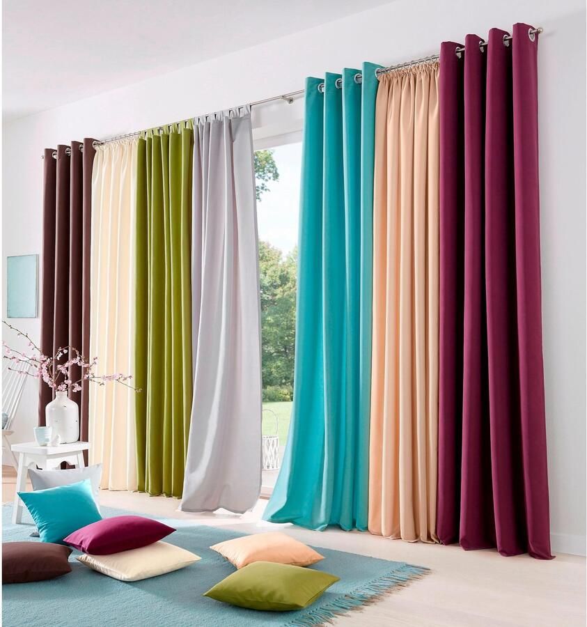 My home Gordijn Raja 2-pack bestseller effen modern onderhoudsvriendelijke microvezel (2 stuks)