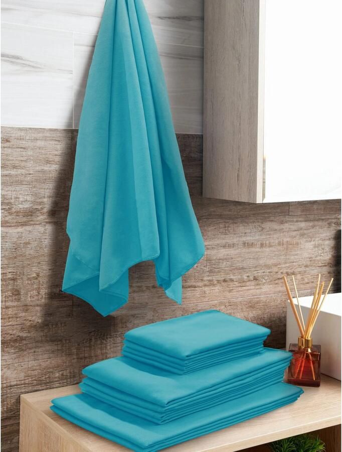 My home Handdoeken Xavi 4 delen ideaal als sporthanddoek reishanddoek strandlaken (set 4 stuks)