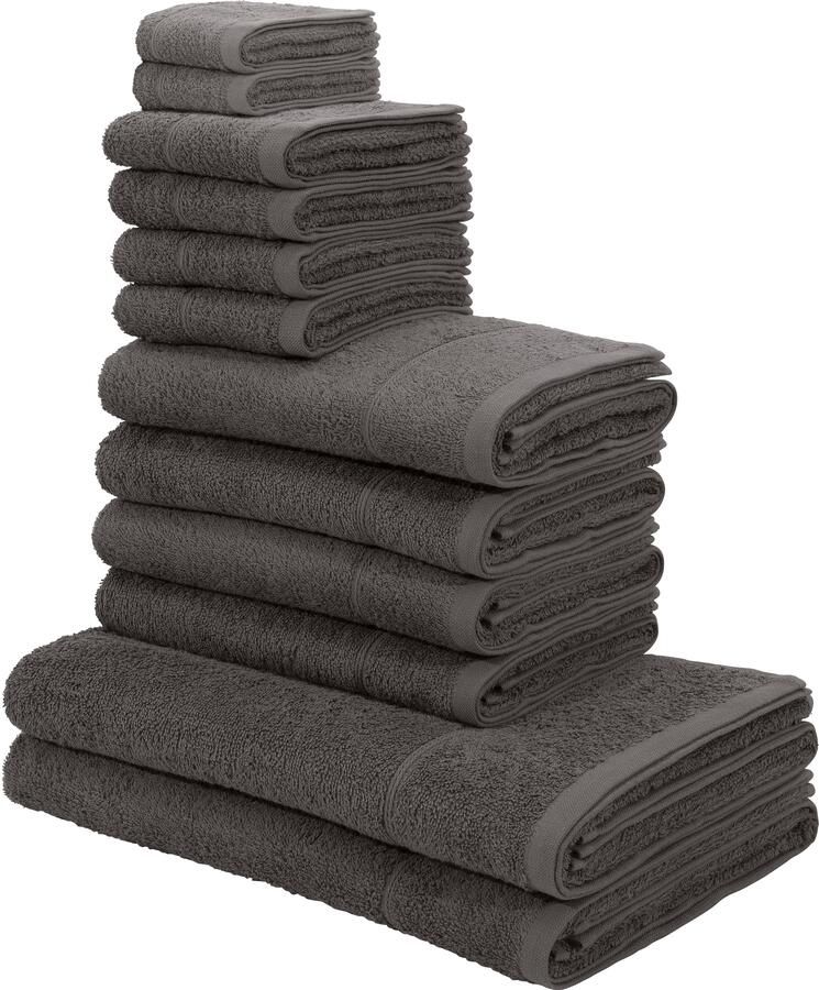 My home Handdoekenset Sanremo douchehanddoeken handdoeken gastendoeken zeepdoeken Handdoeken met randdessin unikleurige handdoekset van 100% katoen (set 12-delig) - Foto 8