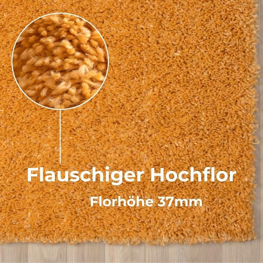 My home Hoogpolig vloerkleed Banji Uni-kleuren zacht en fluffy ook als loper en in rond verkrijgbaar