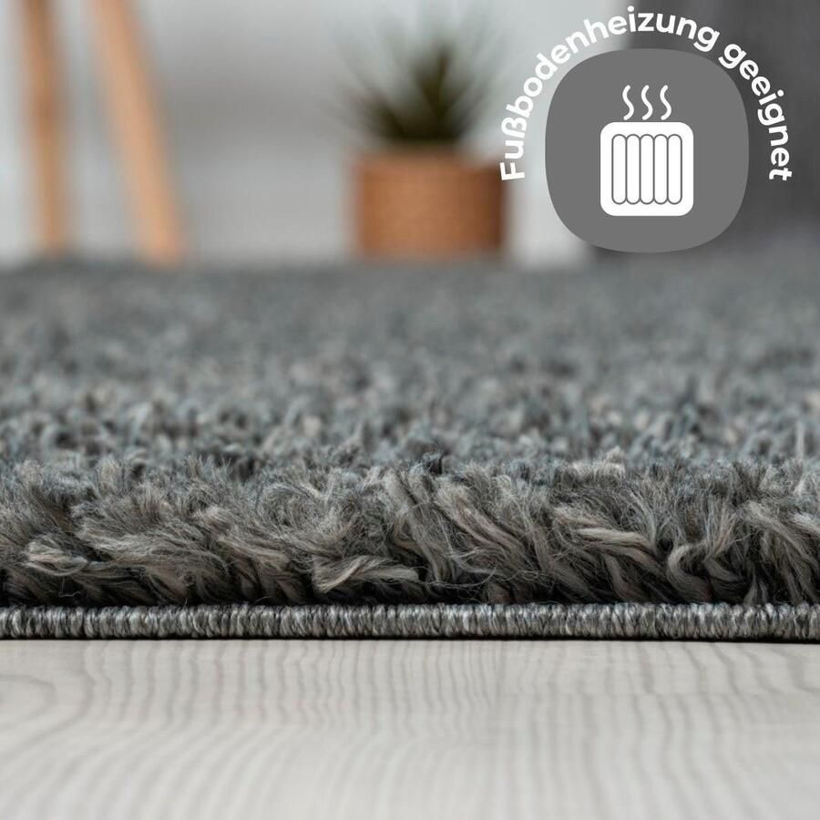 My home Hoogpolig vloerkleed Banji Uni-kleuren zacht en fluffy ook als rechthoekig verkrijgbaar