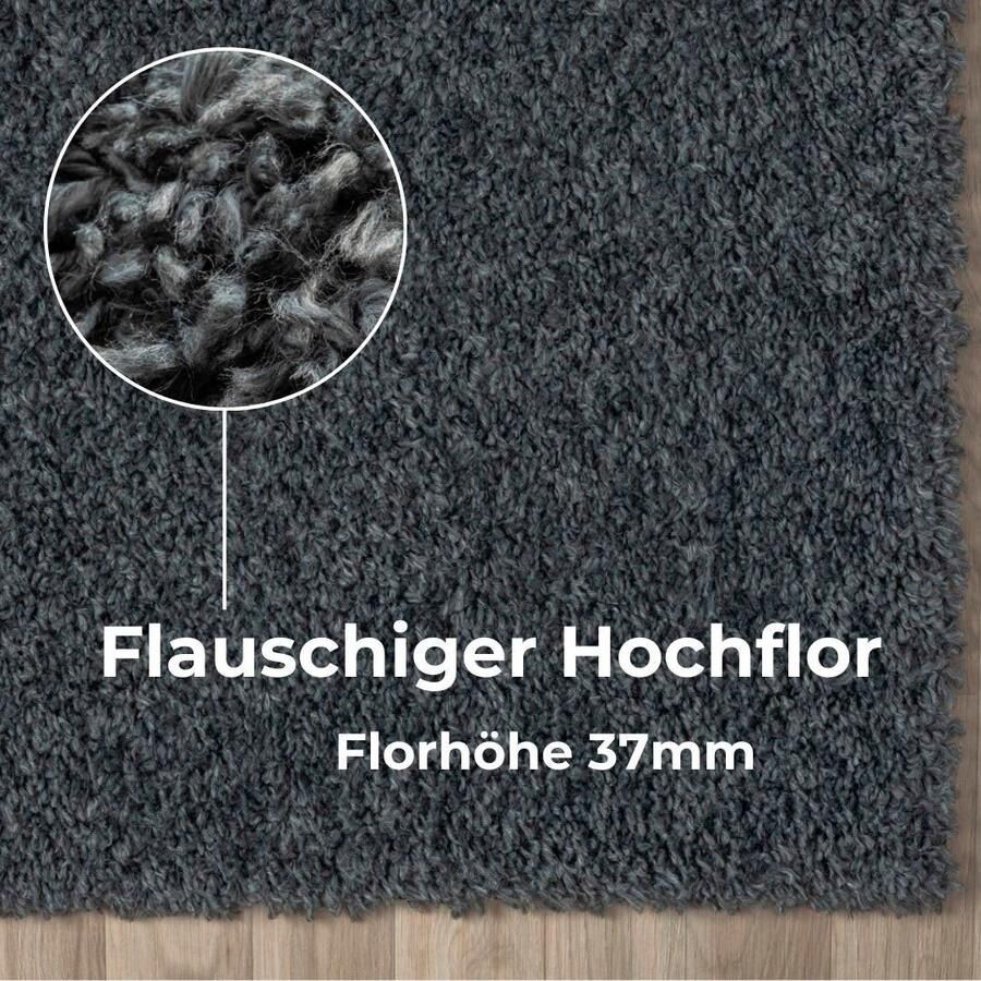 My home Hoogpolig vloerkleed Banji Uni-kleuren zacht en fluffy ook als loper en in rond verkrijgbaar