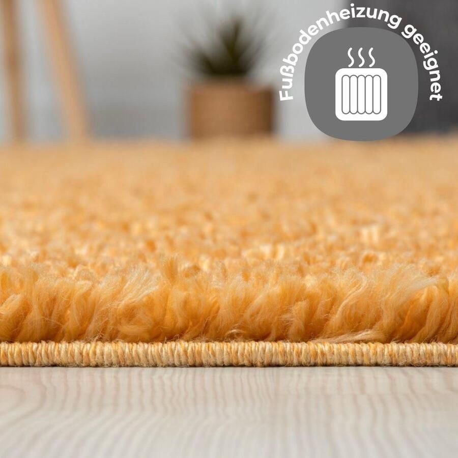 My home Hoogpolig vloerkleed Banji Uni-kleuren zacht en fluffy ook als rechthoekig verkrijgbaar