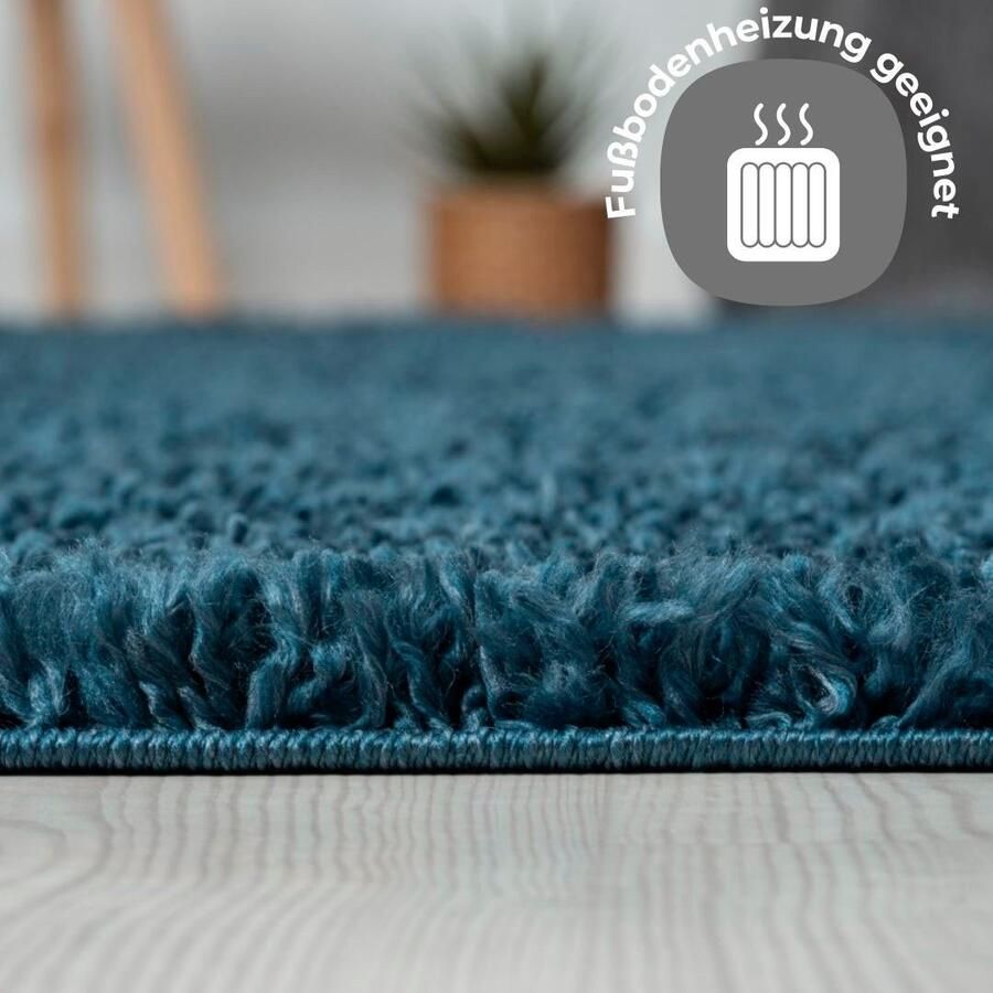 My home Hoogpolig vloerkleed Banji Uni-kleuren zacht en fluffy ook als rechthoekig verkrijgbaar