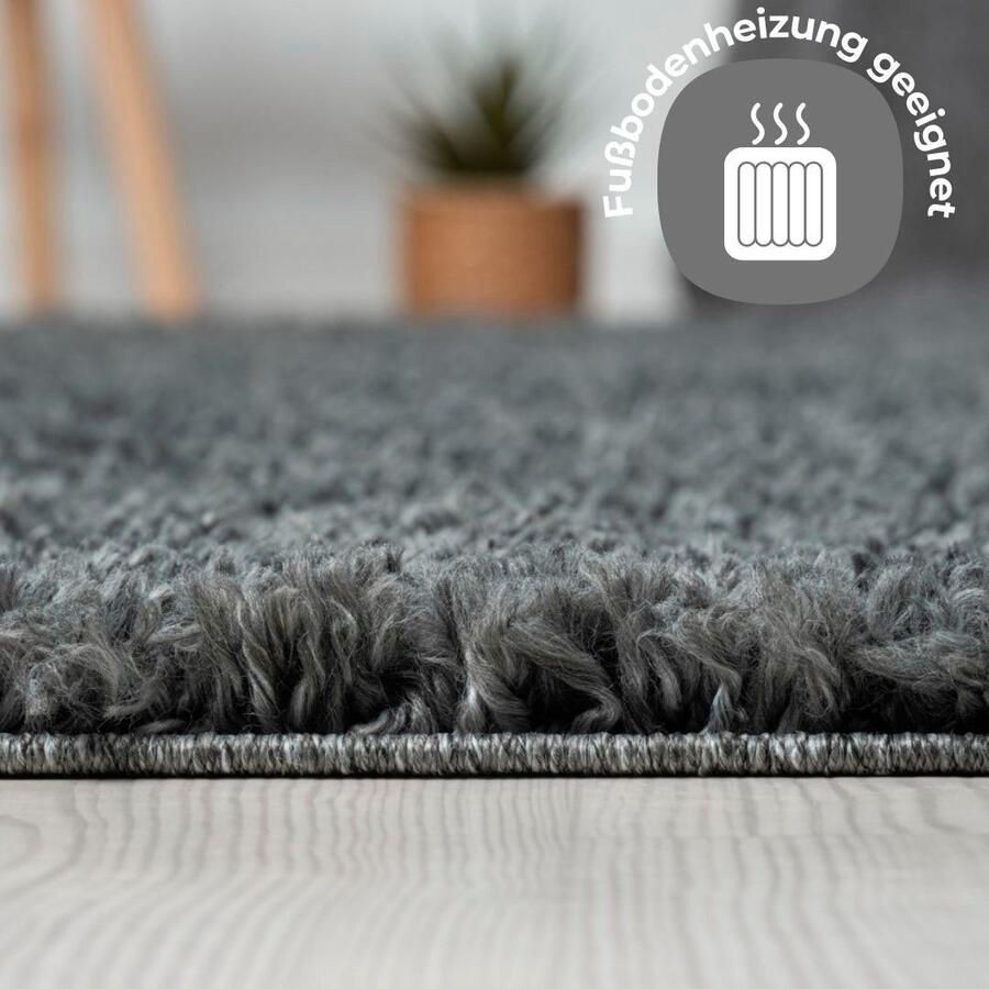 My home Hoogpolig vloerkleed Banji Uni-kleuren zacht en fluffy ook als rechthoekig verkrijgbaar