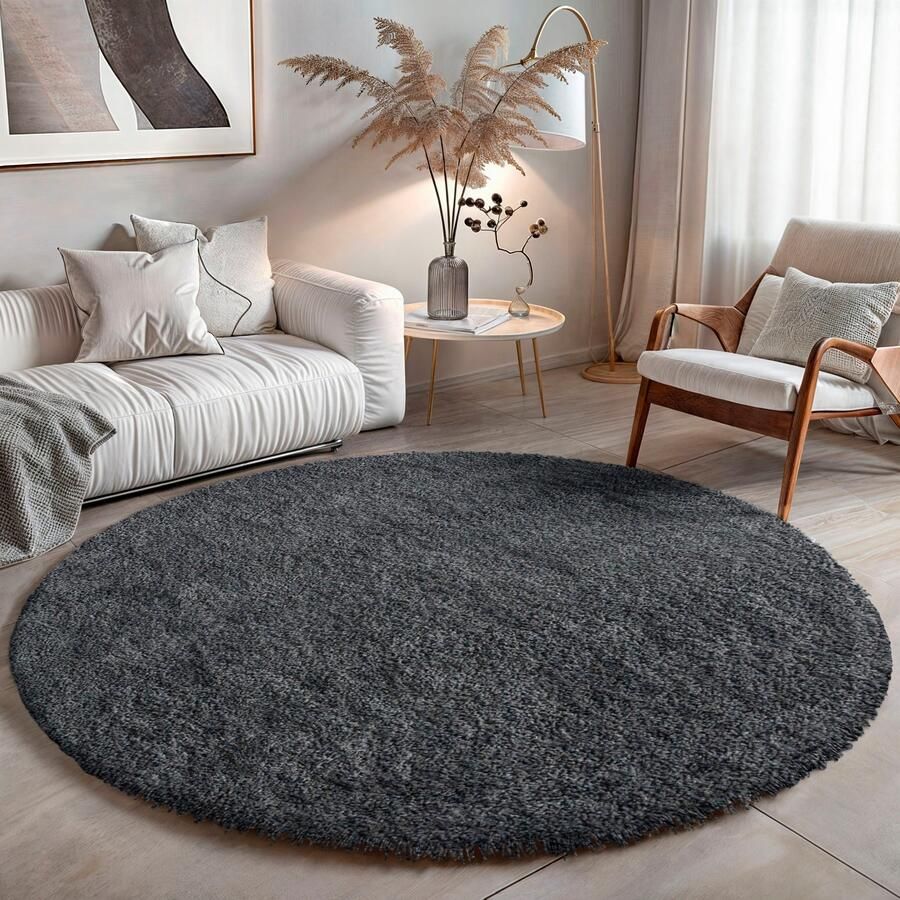 My home Hoogpolig vloerkleed Banji Uni-kleuren zacht en fluffy ook als rechthoekig verkrijgbaar - Foto 3