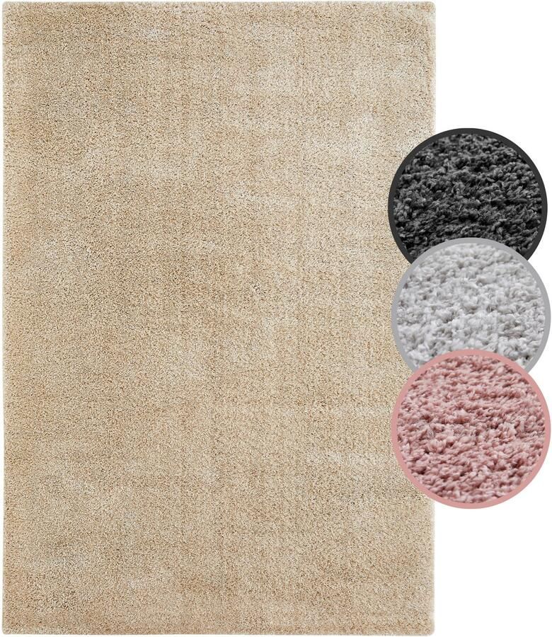 My home Hoogpolig vloerkleed CANBERRA Uni kleuren zacht & knuffelig woonkamer slaapkamer - Foto 5