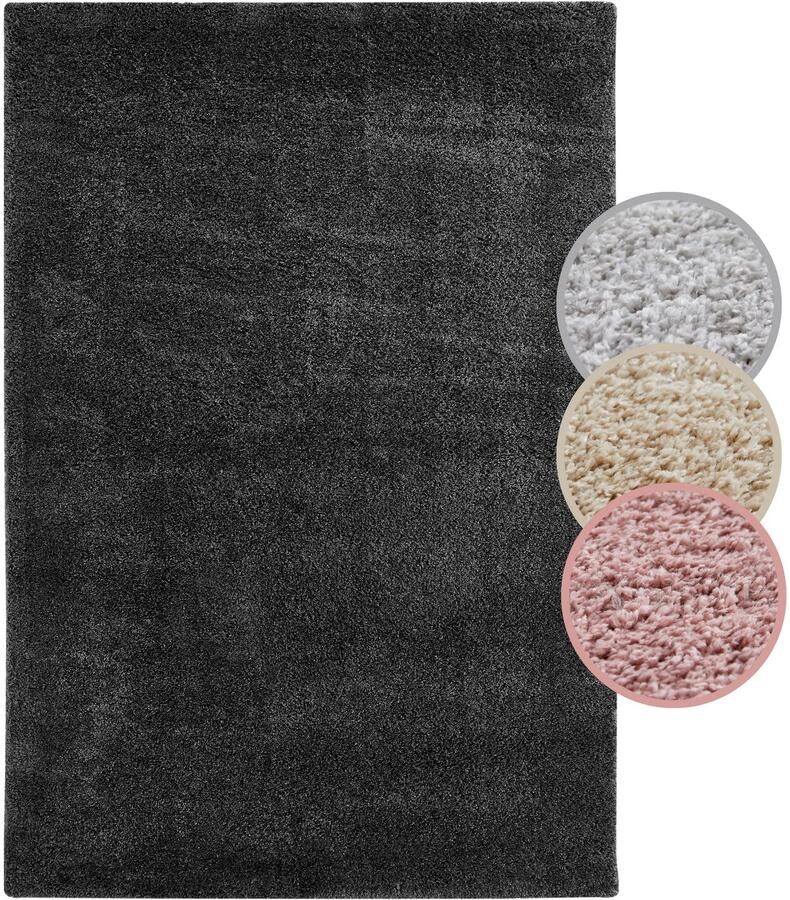 My home Hoogpolig vloerkleed CANBERRA Uni kleuren zacht & knuffelig woonkamer slaapkamer - Foto 5