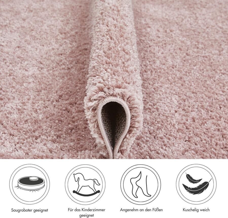 My home Hoogpolig vloerkleed CANBERRA Uni kleuren zacht & knuffelig woonkamer slaapkamer - Foto 4