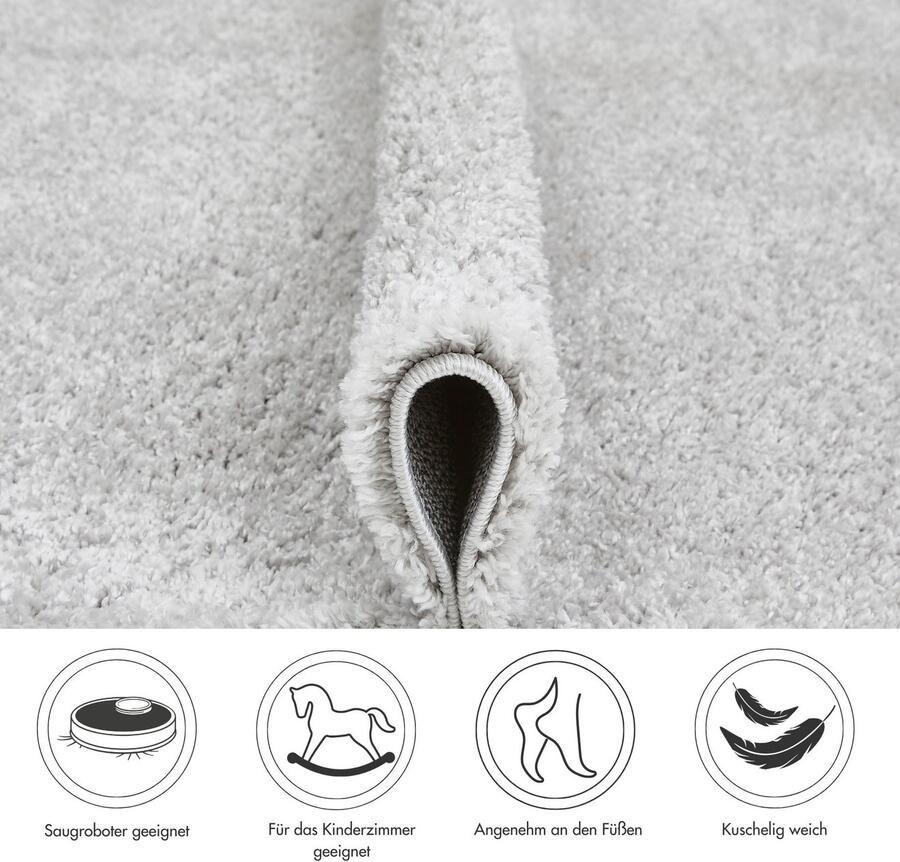 My home Hoogpolig vloerkleed CANBERRA Uni kleuren zacht & knuffelig woonkamer slaapkamer - Foto 4