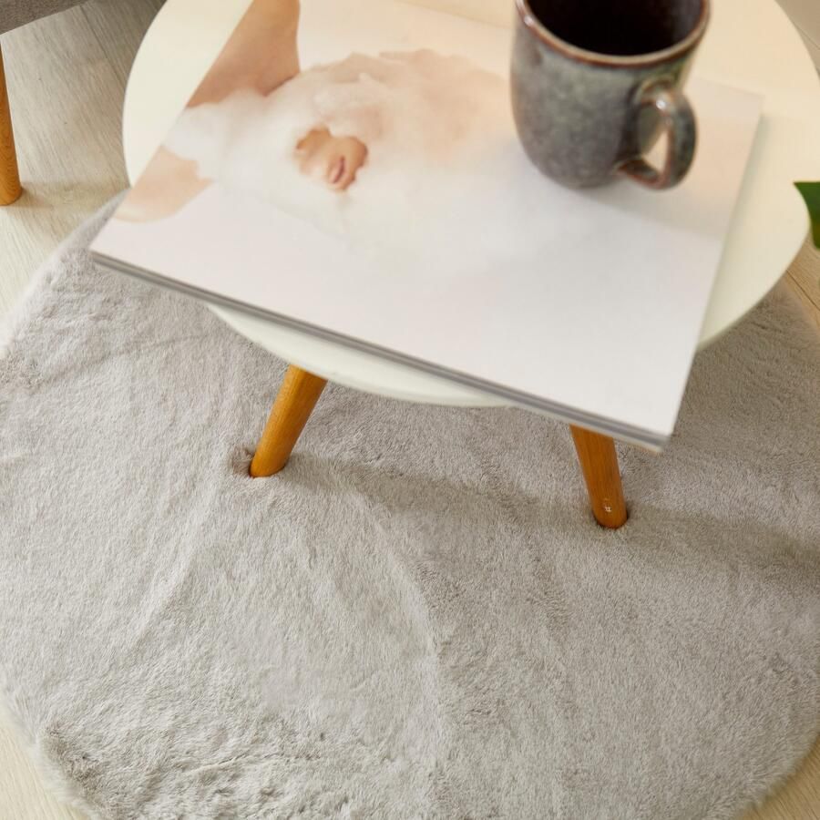 My home Hoogpolig vloerkleed Lugano Kunstbont effen kleuren zeer zacht en knuffelig - Foto 4