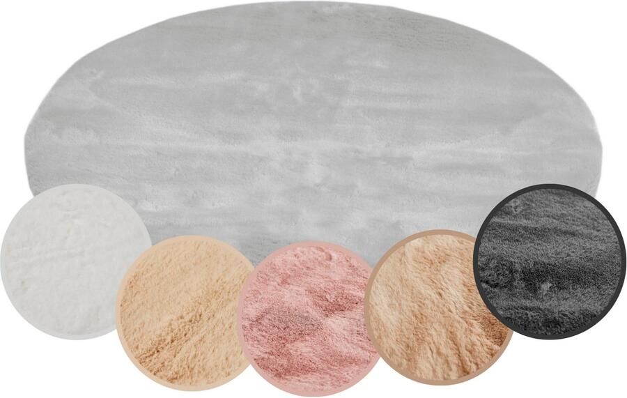 My home Hoogpolig vloerkleed Lugano Kunstbont effen kleuren zeer zacht en knuffelig - Foto 3