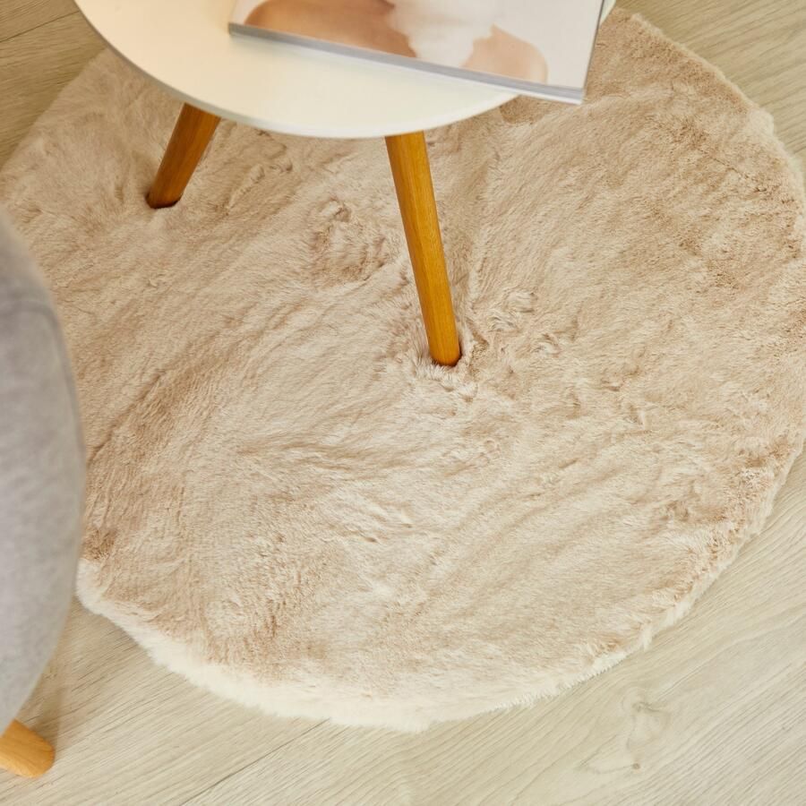 My home Hoogpolig vloerkleed Lugano Kunstbont effen kleuren zeer zacht en knuffelig - Foto 4