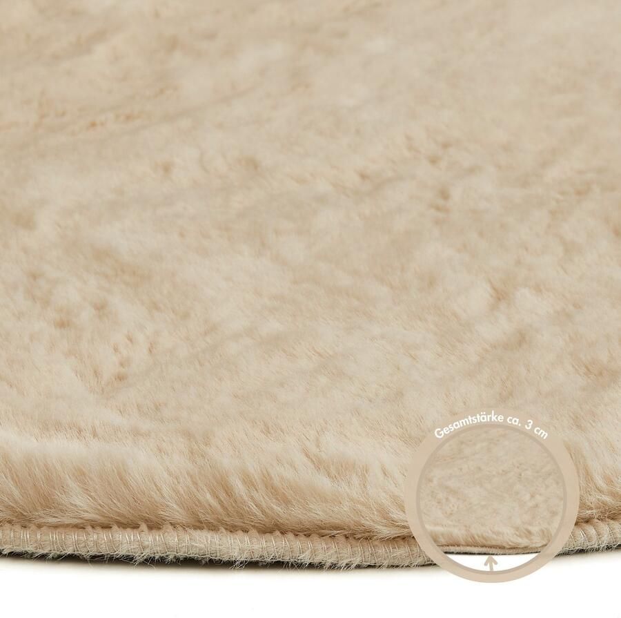 My home Hoogpolig vloerkleed Lugano Kunstbont effen kleuren zeer zacht en knuffelig - Foto 2