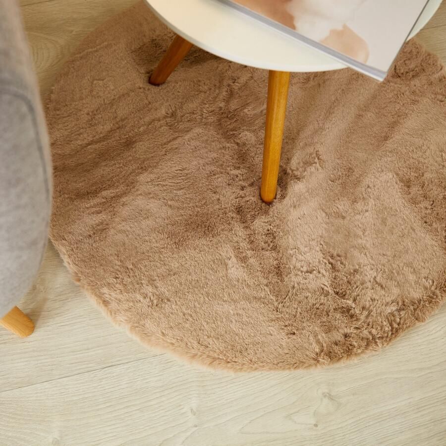 My home Hoogpolig vloerkleed Lugano Kunstbont effen kleuren zeer zacht en knuffelig - Foto 4