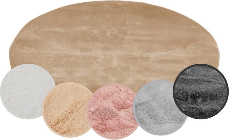 My home Hoogpolig vloerkleed Lugano Kunstbont effen kleuren zeer zacht en knuffelig - Foto 3