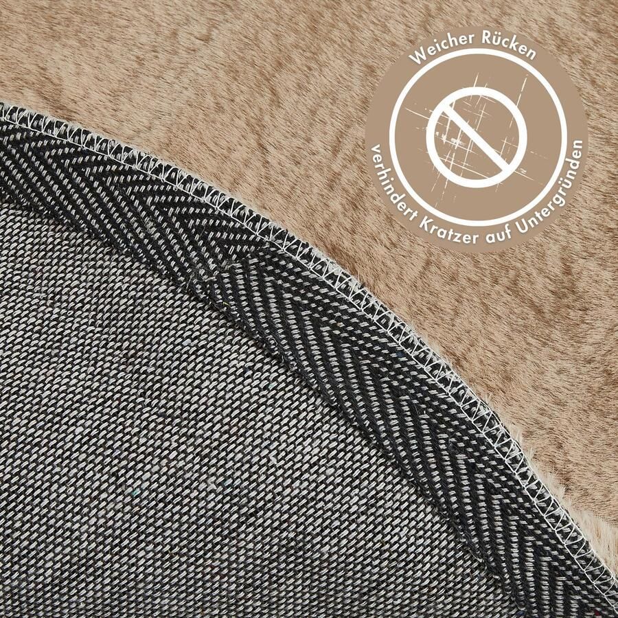 My home Hoogpolig vloerkleed Lugano Kunstbont effen kleuren zeer zacht en knuffelig