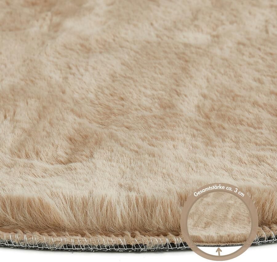 My home Hoogpolig vloerkleed Lugano Kunstbont effen kleuren zeer zacht en knuffelig - Foto 2
