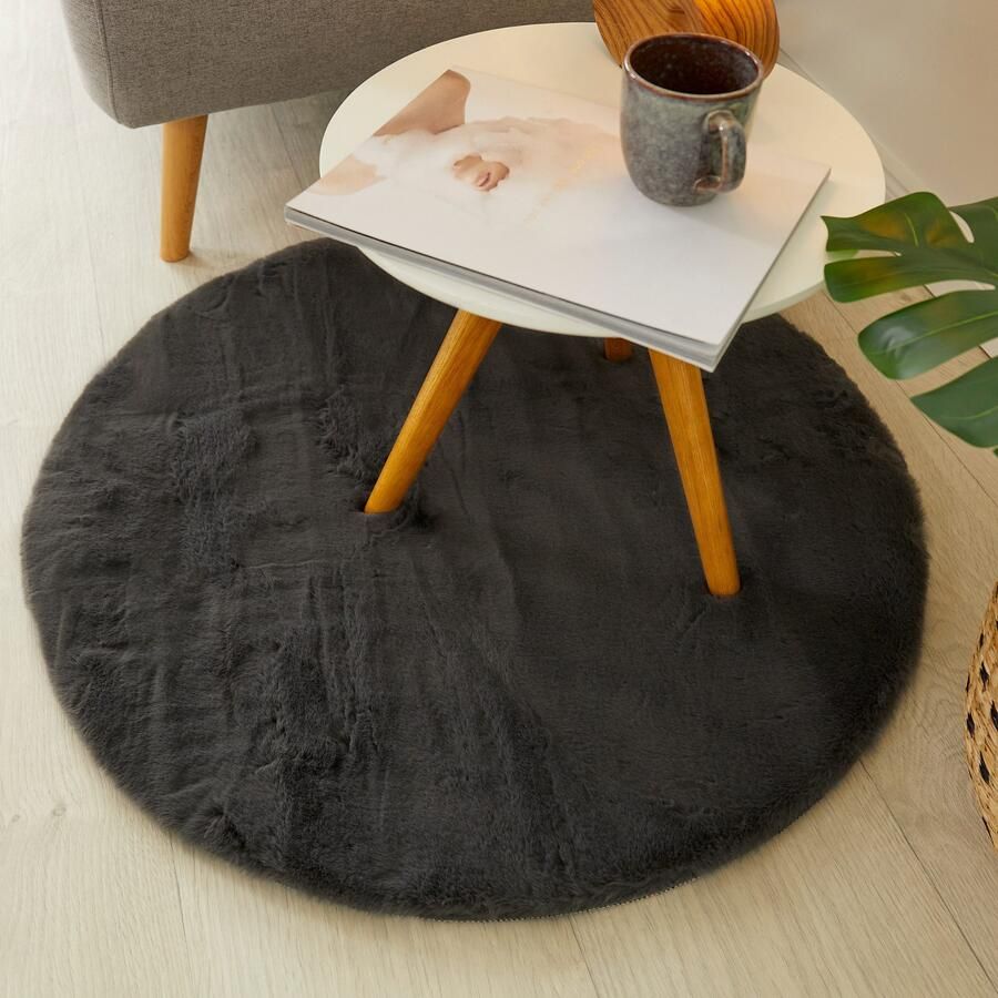 My home Hoogpolig vloerkleed Lugano Kunstbont effen kleuren zeer zacht en knuffelig - Foto 4