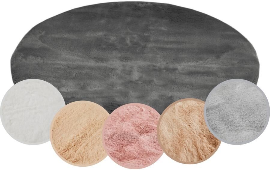 My home Hoogpolig vloerkleed Lugano Kunstbont effen kleuren zeer zacht en knuffelig - Foto 3