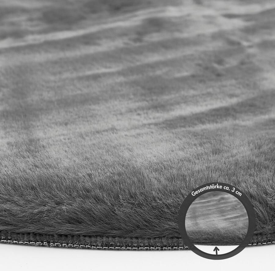 My home Hoogpolig vloerkleed Lugano Kunstbont effen kleuren zeer zacht en knuffelig - Foto 2