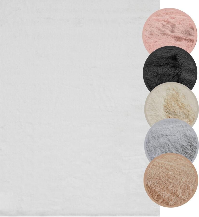 My home Hoogpolig vloerkleed Lugano Kunstbont effen kleuren zeer zacht en knuffelig - Foto 4