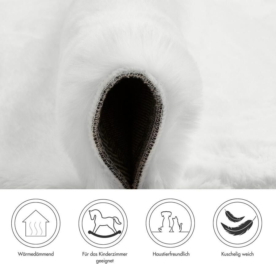 My home Hoogpolig vloerkleed Lugano Kunstbont effen kleuren zeer zacht en knuffelig - Foto 2